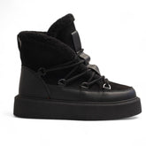 Europeon Union Women Black Leather X Chamois Half Boot #3207